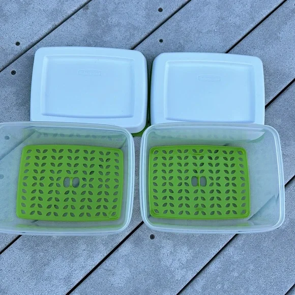 Set 2 Rubbermaid Fresh Works Produce Savers Vegetables Storage Bins Refrigerator - Picture 9 of 15
